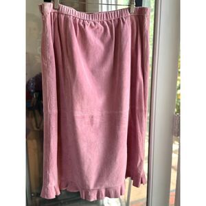 VTG NWT Terry Lewis Classic Luxuries 100% Suede Leather Pink Midi Skirt Size 14